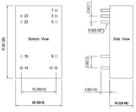 Technische Zeichnung - MEAN WELL RSDW08 und RDDW08 DC/DC-Wandler